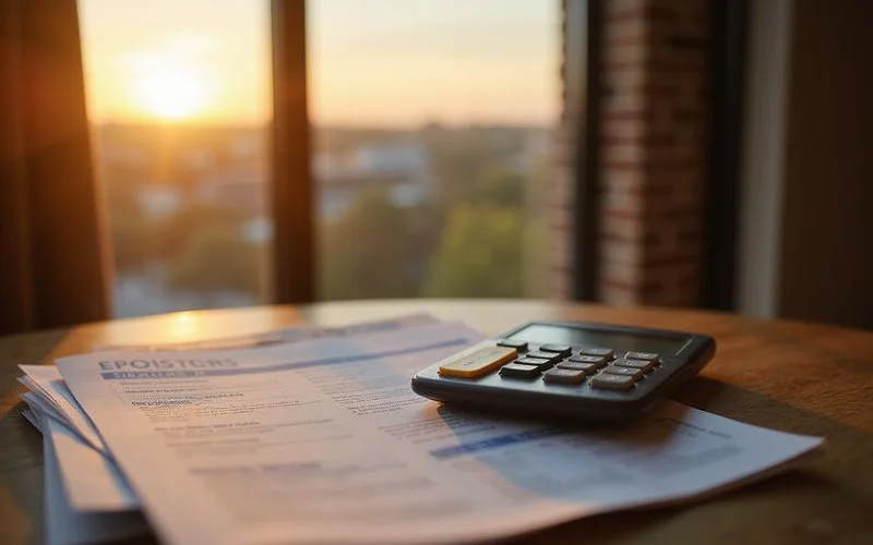 Leasing brochure and a calculator on a wood table