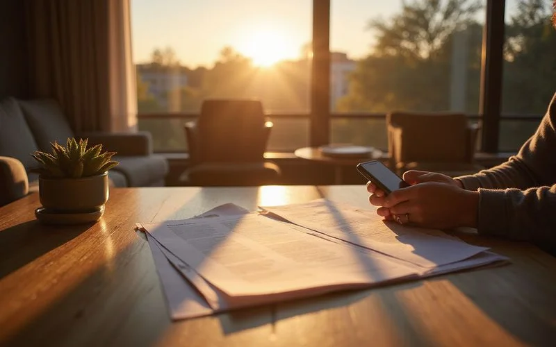Person signing a document at a bright table