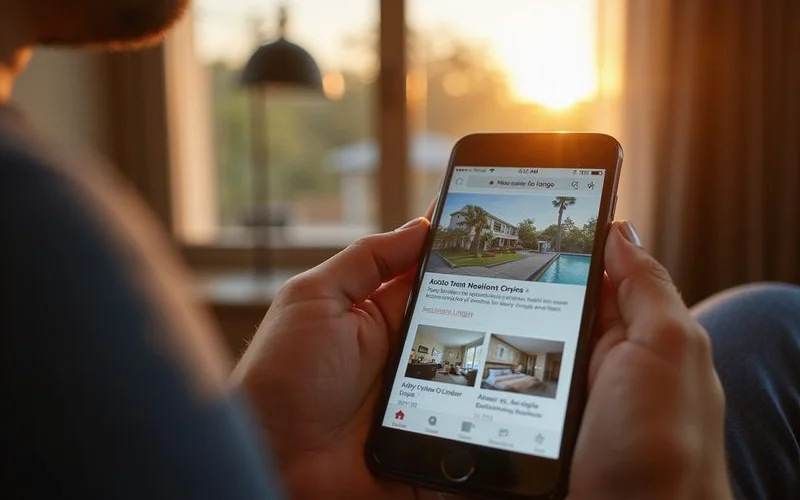 Phone showing an apartment listing being examined