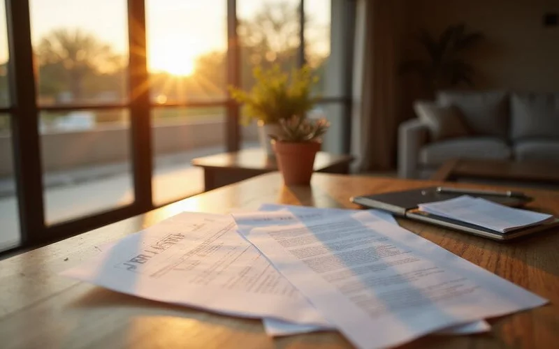 Proof-of-income documents on a wood table