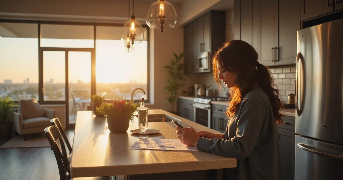 Renter working through apartment concession math at a kitchen table