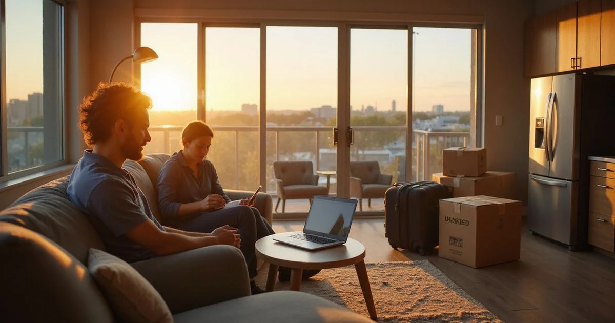 Relocating professional comparing housing options on a laptop