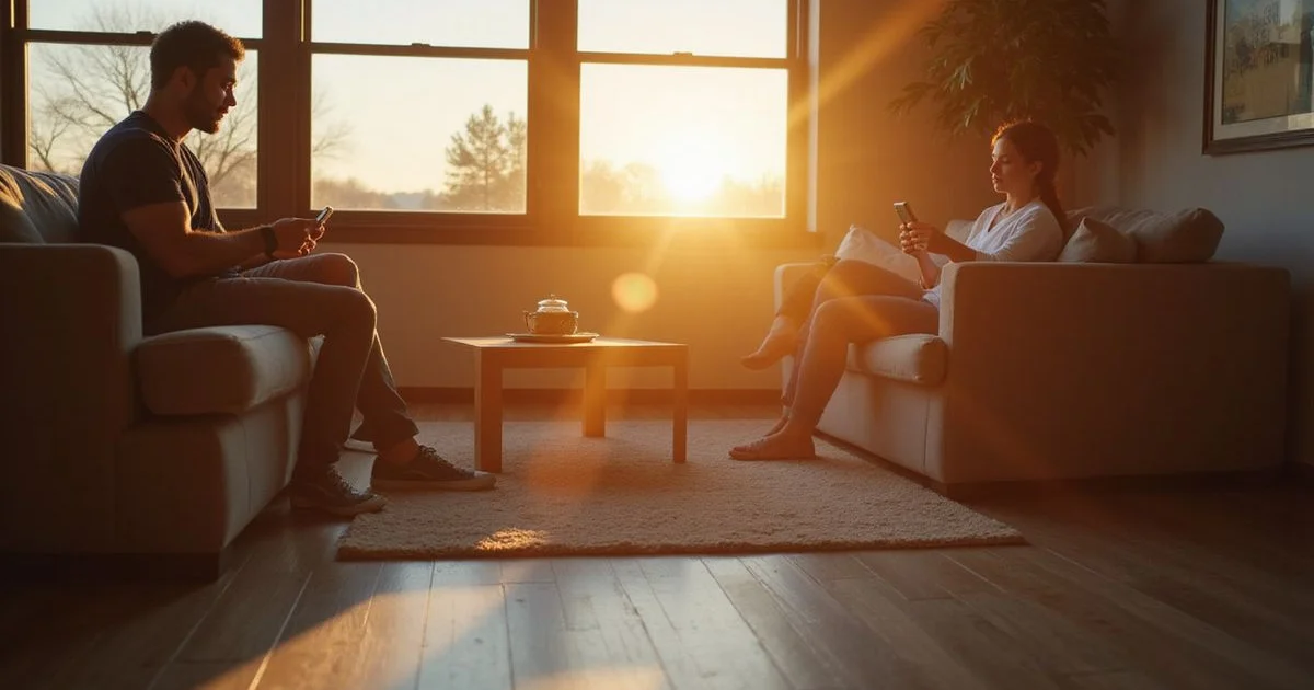 Renter reviewing an insurance quote on a phone in a sunlit apartment