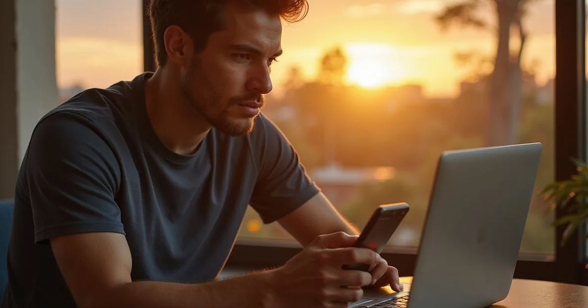 Renter examining a suspicious apartment listing on a laptop
