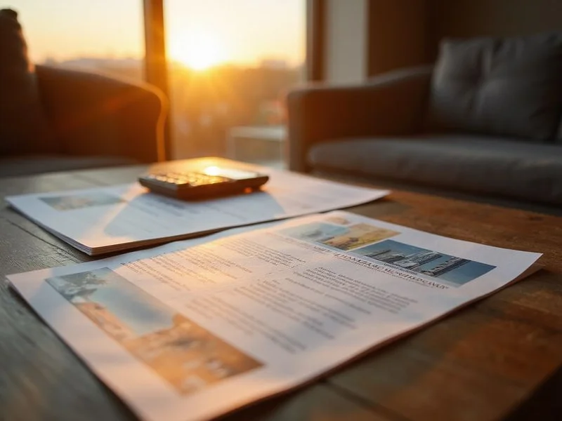 Leasing brochure and calculator on a table