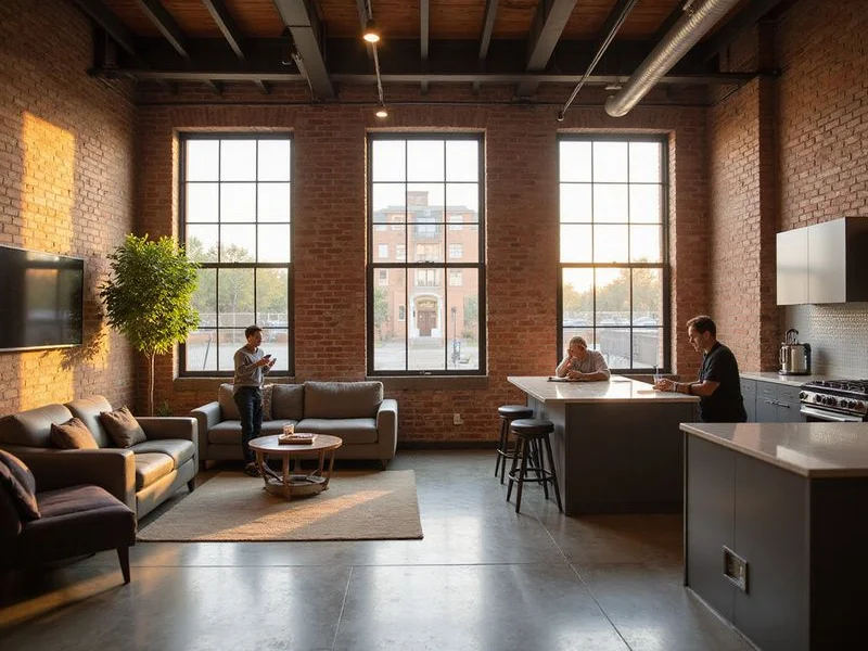 Open-plan Houston loft with exposed beam ceiling