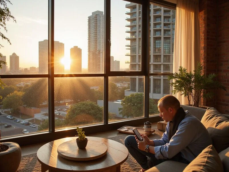 Uptown Houston high-rise towers in late afternoon light