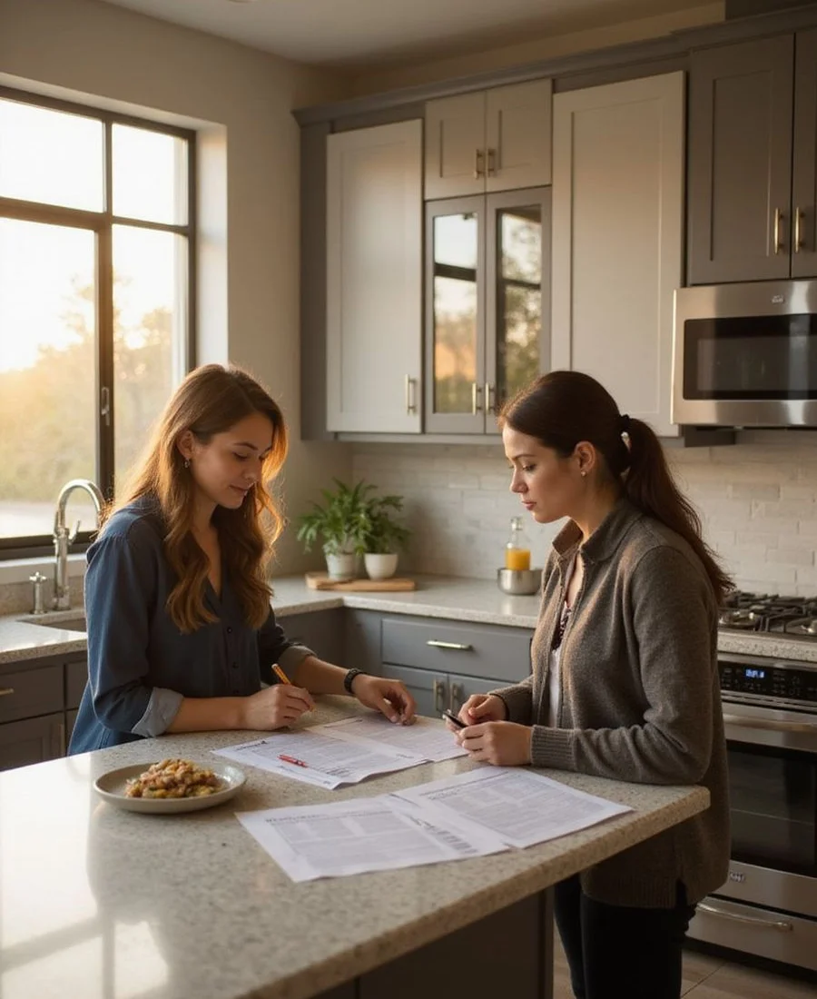 Locator and renter reviewing written screening criteria together