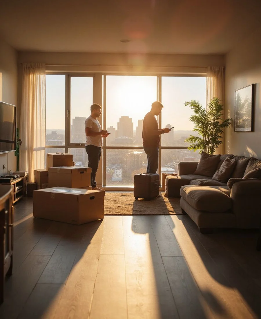 Move-in-ready furnished Houston apartment living room
